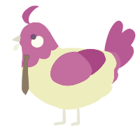A lemon and plum chicken with a head pattern