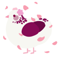 Magnolia, a white and wine chicken with a neck-speckle pattern
