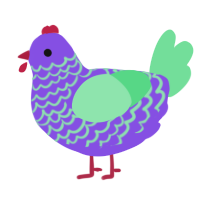 Triton, a blurple and spring chicken with a lace pattern