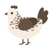 Cream, a cream and bark chicken with a half-lace pattern