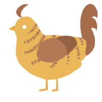 A honey and brown chicken with a half-bar pattern