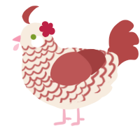 Rose, a cream and red chicken with a lace pattern