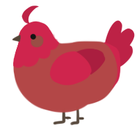 A red and crimson chicken with a head pattern