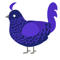 A navy and indigo chicken with a lace pattern