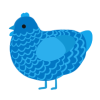 A sapphire and sky chicken with a lace pattern
