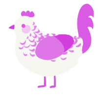 Orchid Lace, a white and orchid chicken with a half-lace pattern