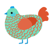 Bekutā, a mint and vermilion chicken with a lace pattern