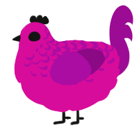 A fuchsia and plum chicken with a half-lace pattern