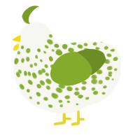 (unnamed), a white and chartreuse chicken with a speckle pattern