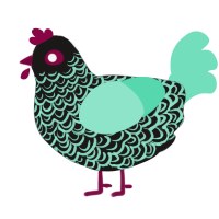 A sable and mint chicken with a double-lace pattern