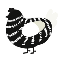 A black and white chicken with a bar pattern