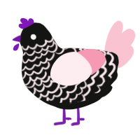 Cerasus, a black and rose chicken with a lace pattern