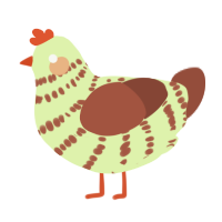 Zapp, a apple and russet chicken with a bar pattern