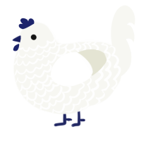 Porcelain, a white chicken with a lace pattern