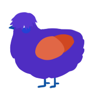 (unnamed), a indigo and vermilion chicken