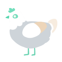 My eyes hurt, a mist and cream chicken with a head pattern