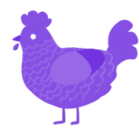 A blurple chicken with a lace pattern