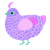 A lilac and lavender chicken with a lace pattern