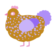 Mothy, a ochre and lilac chicken with a speckle pattern