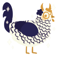 A mist and navy chicken with a speckle pattern
