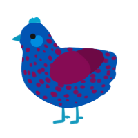 A ultramarine and wine chicken with a speckle pattern