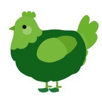 A leaf and grass chicken with a head pattern