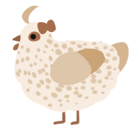 A cream and beige chicken with a speckle pattern