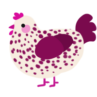 Orchid, a cream and wine chicken with a speckle pattern