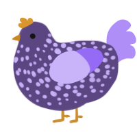 A overcast and lilac chicken with a speckle pattern