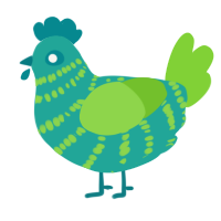 (unnamed), a turquoise and grass chicken with a bar pattern