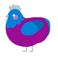 A plum and sapphire chicken with a head pattern