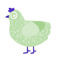 A gluppy chicken with a speckle pattern