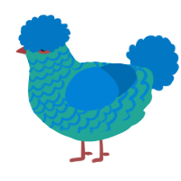 A turquoise and sapphire chicken with a lace pattern