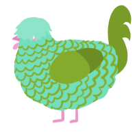 Rice Paddy, a mint and chartreuse chicken with a lace pattern