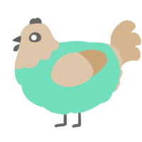 Lichen, a mint and beige chicken with a head pattern