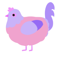 Baby boy, a pink and lilac chicken with a head pattern