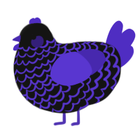 Ziwei Enclosure, a black and indigo chicken with a lace pattern