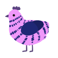 A lavender and navy chicken with a bar pattern