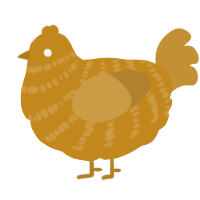 XYX ochre, a ochre and gold chicken with a bar pattern