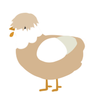 Eagle, a beige and white chicken with a head pattern