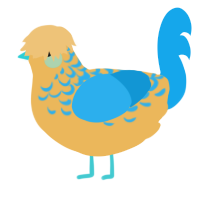 Skye, a honey and sky chicken with a half-lace pattern