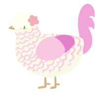 Asuka R Kreuz, a white and lavender chicken with a lace pattern