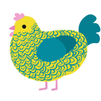 undersea pineapple, a yellow and sea chicken with a double-lace pattern
