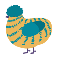 Blip, a honey and sea chicken with a bar pattern