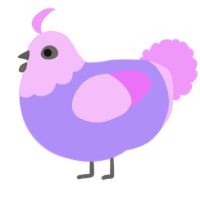 A lilac and lavender chicken with a head pattern