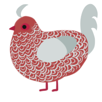 (unnamed), a red and silver chicken with a double-lace pattern
