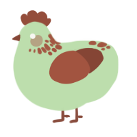disease mint choccy, a gluppy and russet chicken with a neck-speckle pattern