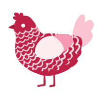 Tender Heart, a crimson and rose chicken with a lace pattern