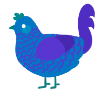 Conceal-Mint, a sapphire and indigo chicken with a lace pattern