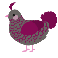 A grey and wine chicken with a lace pattern